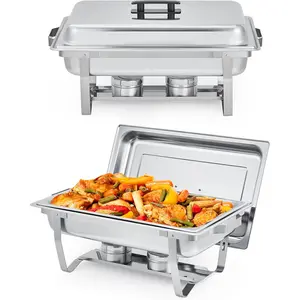 2/4/6-Pack Rectangular Chafing Dish (Single Compartment) - Stainless Steel Buffet Warmer with Lid & Fuel Holders, Food Server for Catering, Weddings, Home Parties & Buffet Events