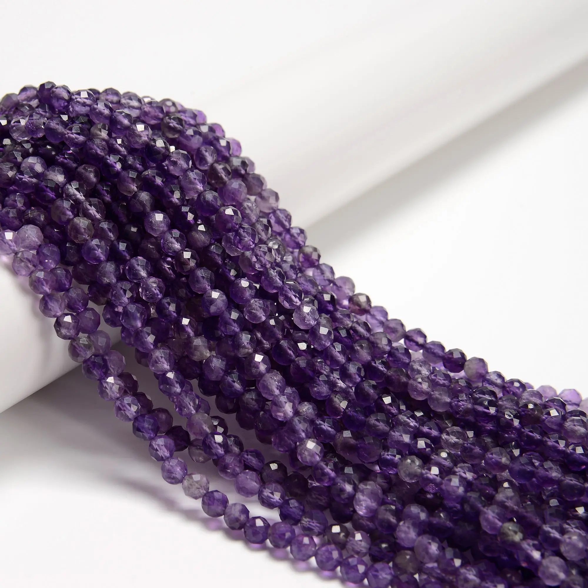 Amethyst Faceted Round Beads 2mm 3mm 4mm 5mm 15.5" Strand Loose Beads for Jewelry Making