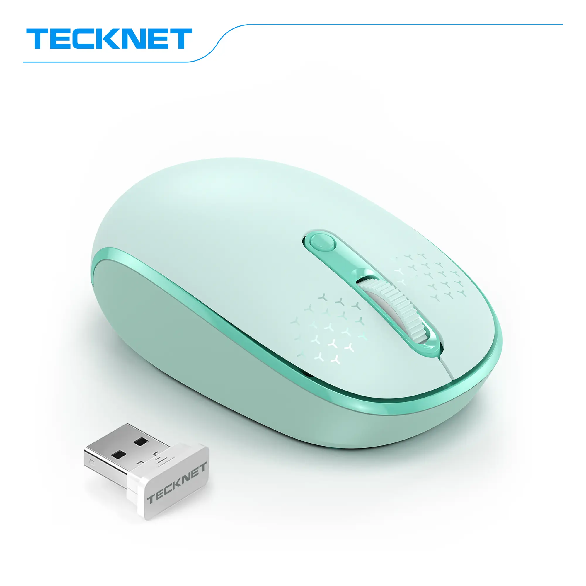 TECKNET Wireless Mouse, 2.4G Quiet Computer Mouse with USB Receiver, 4 Buttons Portable Cordless Mice for Chromebook, Laptop, PC, Mac, 800/1200/1600 DPI Silent Click