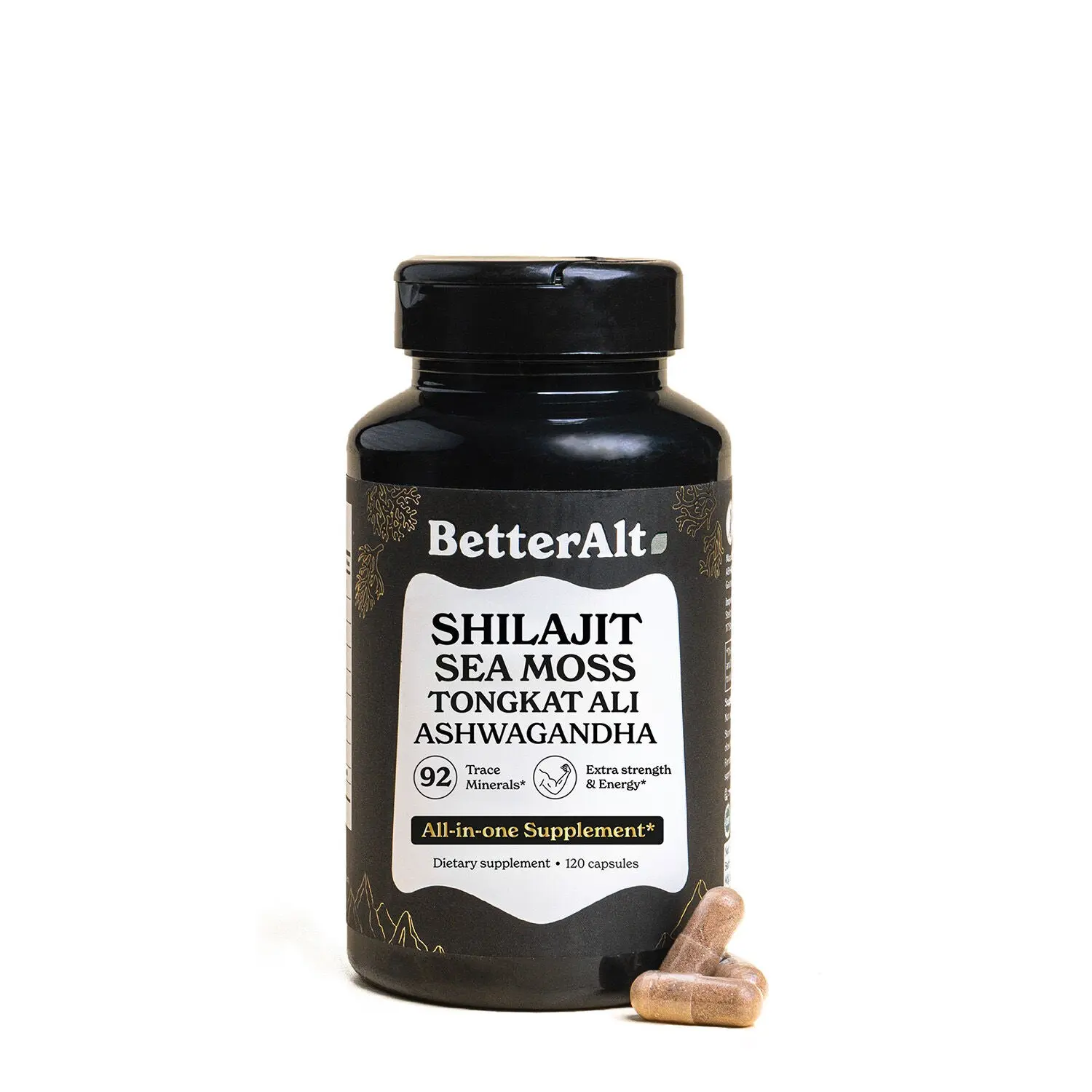 BetterAlt Shilajit Sea Moss - 120 Capsules (60 Servings)