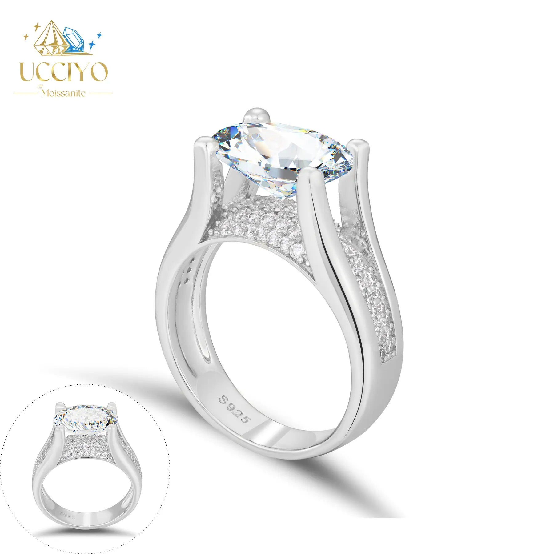 Women's CZ Ring, Sizes 5-9 - Exquisite silver design, comes in a gift box, perfect for Christmas, [R175]  S925 Silver 3.5 Carat Oval Cut Vintage Engagement Ring, luxurious and high-end, perfect birthday or Mother's Day gift