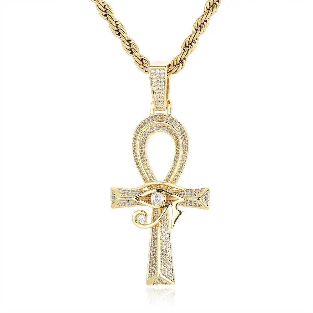 Iced Ankh Eye of Horus Pendant | Ancient Egyptian Power & Protection Necklace