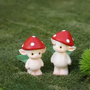 Fluorescent Mushroom Fairy Garden Figurines 2pcs, 2.2 Inch Outdoor Garden Decor, Creative Micro Landscape for Home Decoration