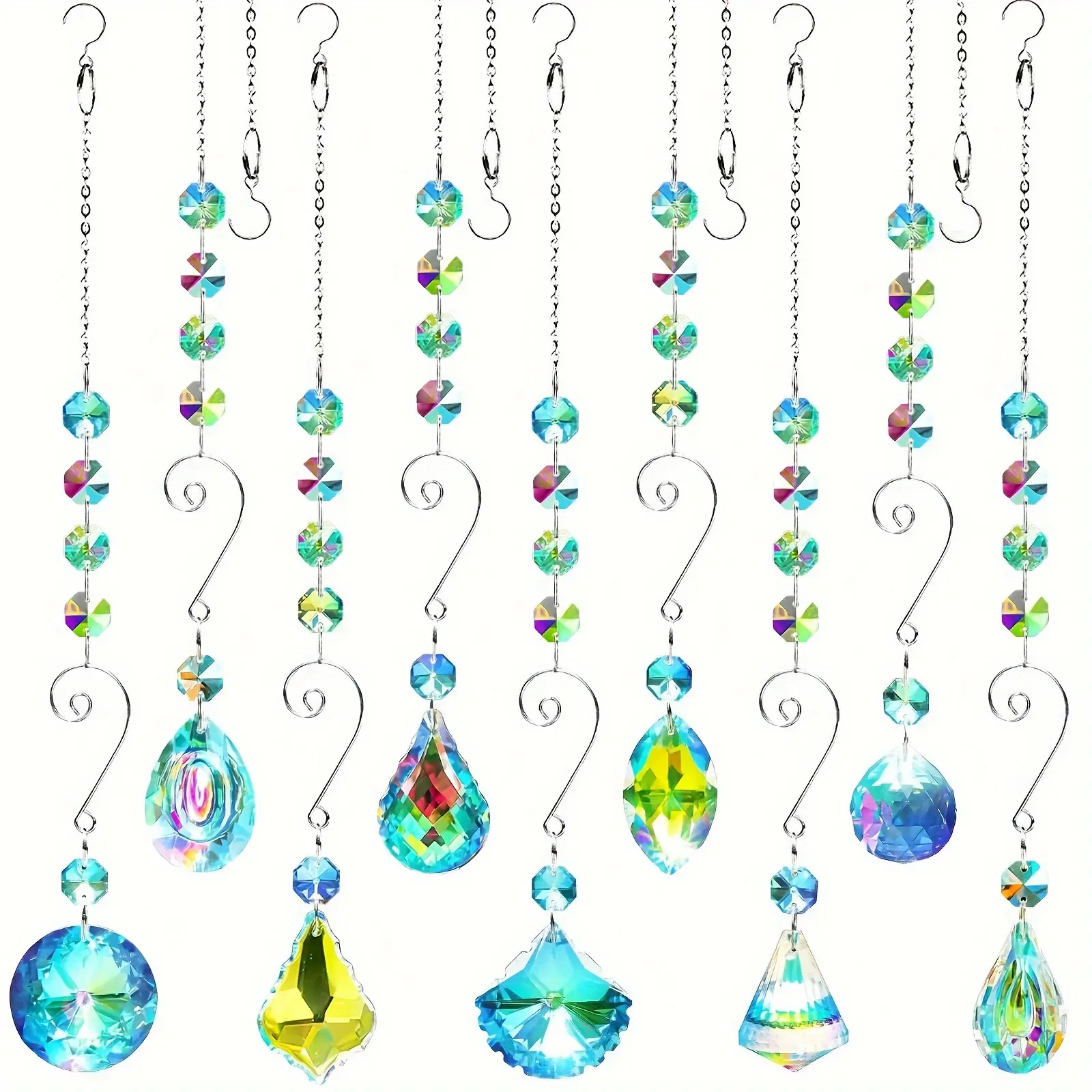 9 PCS Sun Catchers Indoor Window Suncatcher Crystals Beads Rainbow Prism Balls Pendant Colorful Light Catcher Hanging Ornaments for Window Chandelier Office Home Garden Decor