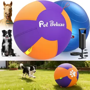 Pet Deluxe 18" Herding Ball for Large Dogs - Durable Interactive Herding Toy with Fast Pump in 60S & Carry Handles, for Australian Shepherd, Border Collie, Outdoor Training & Backyard Play interactive pet ball toy