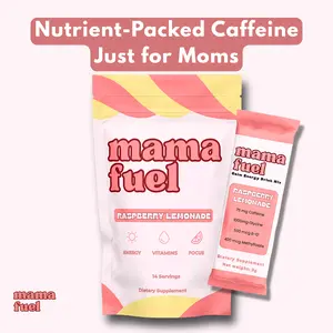 Mama Fuel 14 Pack Calm Energy Drink Mix for Women, Raspberry Lemonade Stick Packs with B12 Iron Folate Magnesium Choline, Caffeine + Glycine, No Jitters No Crash, Sugar Free Vitamin Powder, Mom Energy Hydration Boost, Daily Multivitamin for Busy Moms