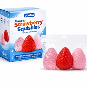 Big Taba Squishy Hamster Strawberry Toys – Vanilla Strawberry Butter Slime - Extra Large 5" Squishy Stress Ball for Adults & Kids,Toymendous Squeeze Strawberry (3pcs)