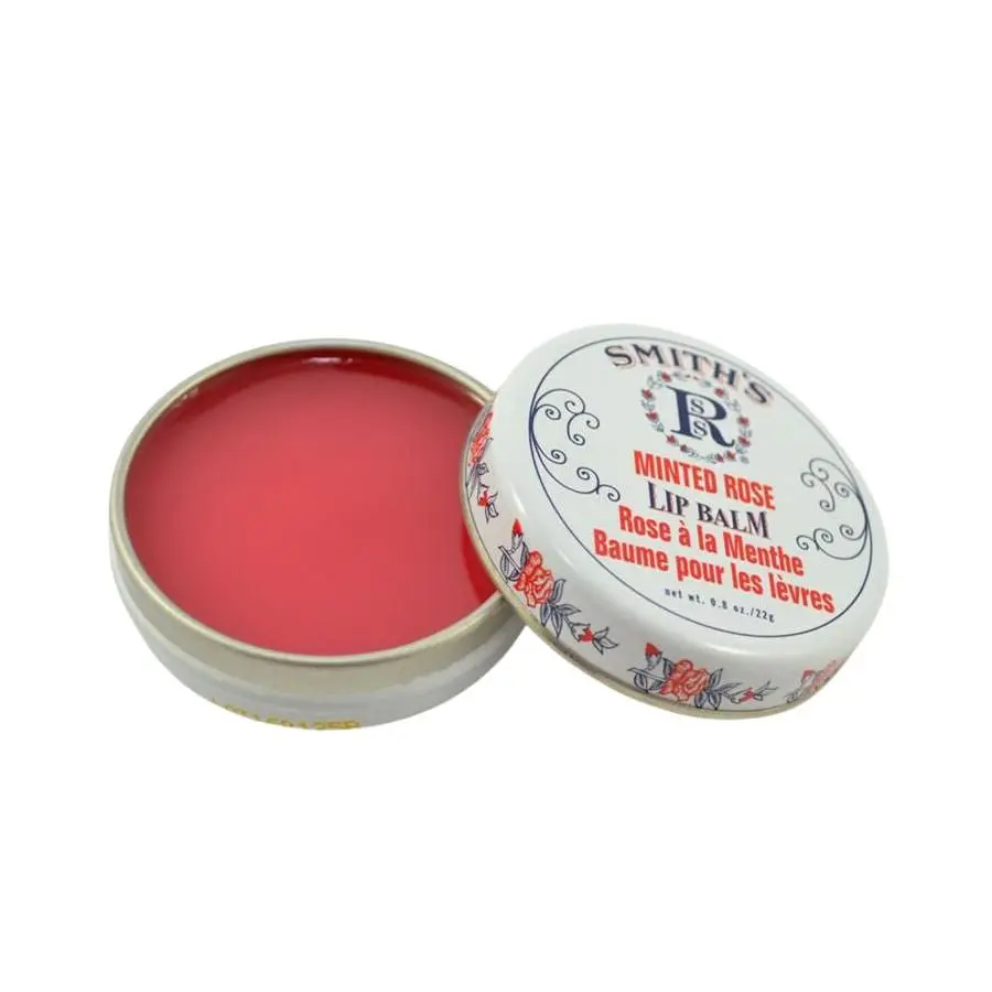 Smith's Minted Rose Lip Balm - 0.8 oz Gentle Peppermint Scent Moisturizer Cosmetic Salve, Charming Tin, Glossy Lips Hydration Treatment, Award-Winning (Lifetime Achievement Beauty Award Pick), Celebrities-Loved for Makeup Kits, Floral Rose Extract