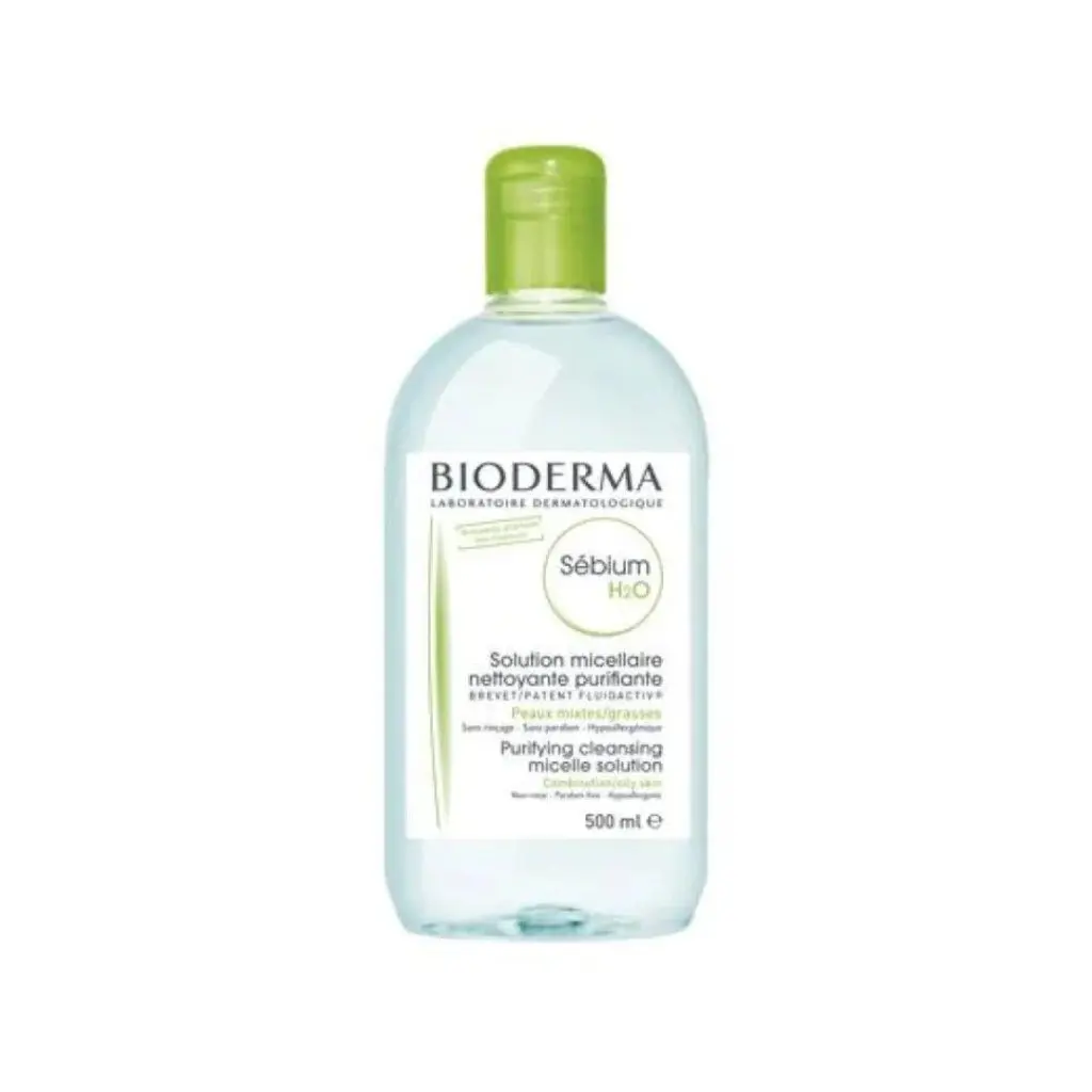 Bioderma Sebium H2O Micellar Solution, Daily Makeup Remover & Cleanser - 500ml, Micellar Water, Oil Control, Oily, Bottle, Acne Prone, Ginkgo Extract