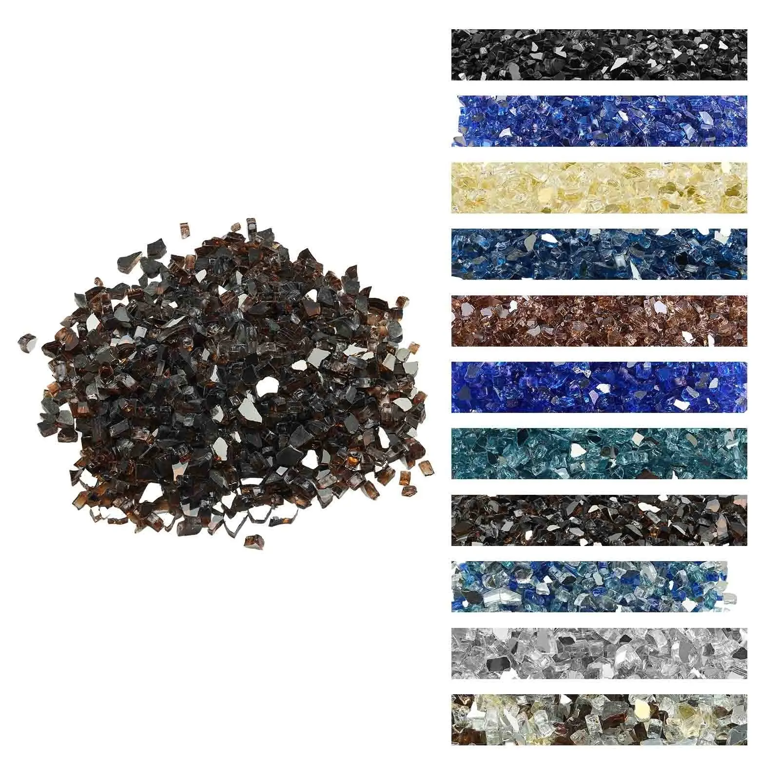 20 Lbs Fire Glass, 1/2-Inch Fire Pit Glass Rocks in Copper Finish for Gas Fireplace and Outdoor Patio Tables, Heat Resistant, Durable Decorative Glass Pebbles for Safe, Even Heat Distribution and Modern Sparkling Flame Display