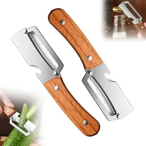 Pack of 2 Multi-Functional Vegetable Peeler for Kitchen, 2026 New Stainless Steel Peeler with Wooden Handle and Bottle Opener, Kitchen Tool for Fruit Veggie Pumpkin, Gifts for Mom