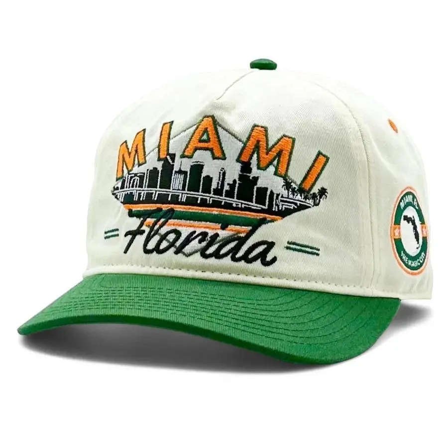 Miami Snapback – The U – Retro Hurricanes Skyline Cap with Championship Legacy – 5-Panel High-Profile Fit for College Football Icons