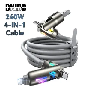 240W 4-in-1 USB C Fast Charger Cable, Universal Multi-Port Cord for iPhone 17/16/15/14, Samsung, Huawei, iPad