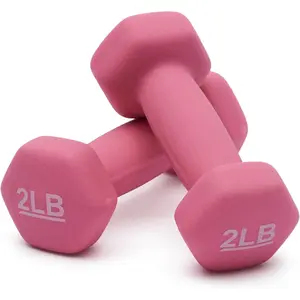 Neoprene Dumbbell Hand Weight Sets of 2 - 5LB Anti-Roll Anti-Slip Hexagon Shape Coated Weights for Fitness Training