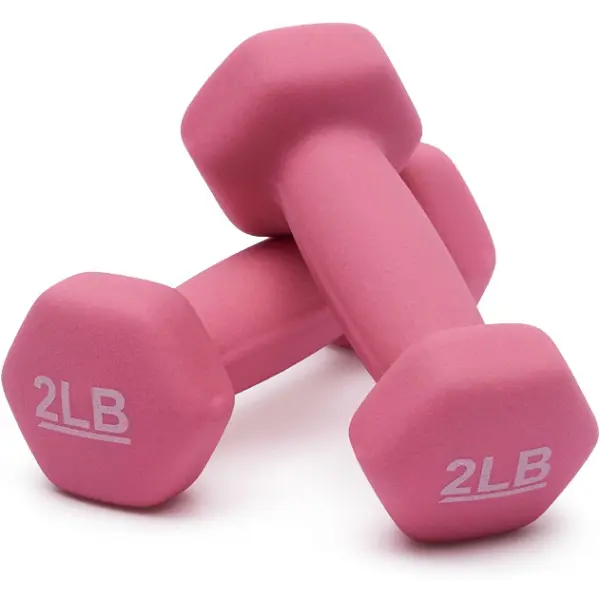 Neoprene Dumbbell Set of 2 - 5LB Anti-Slip Hexagon Hand Weights for Home Gym Fitness Training Anti-Roll Workout Equipment