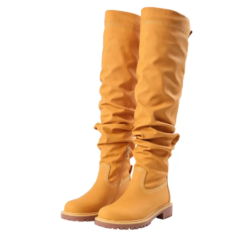 AMINUGAL Yellow Over-the-Knee Boot with Zipper Closure and Comfortable Fit, Shoe, Footwear, Stylish
