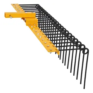 48 Inch Durable Pine Straw Rake Powder Coated Steel Landscape Rake Fits 2" Receiver for Lawn Tractors or ATV/UTV, Yellow