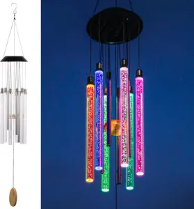 Solar Wind Chimes for Outside, 6 LED Tubes Color Changing Outdoor Clearance Unique Garden Decor Colorful Patio, Gifts for Her/Him (37" Long) lighting nursery