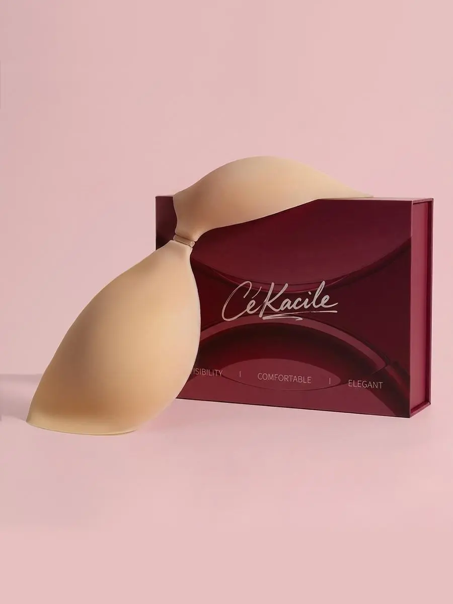 Cékacile Ultra-Thin Sticky Invisible Bra - Breathable Lightweight Sticky Bra with Gentle Hold, Seamless No Show Push Up, Ideal for Strapless & Backless Wedding Dress Tops