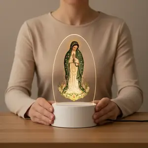 Christian Style Religious Led Night Light, Illuminated Night Light, USB Powered Small Lamp, Guadalupe Virgin Mary Prayer Symbol, Ambient Night Lights, Perfect for Home Decor, Bedroom, Living Room, Led Nightlight