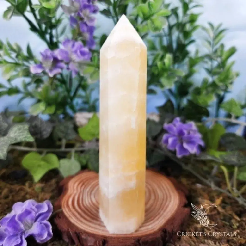 Yellow Calcite Crystal Tower Point #14 - Natural Crystal Decoration