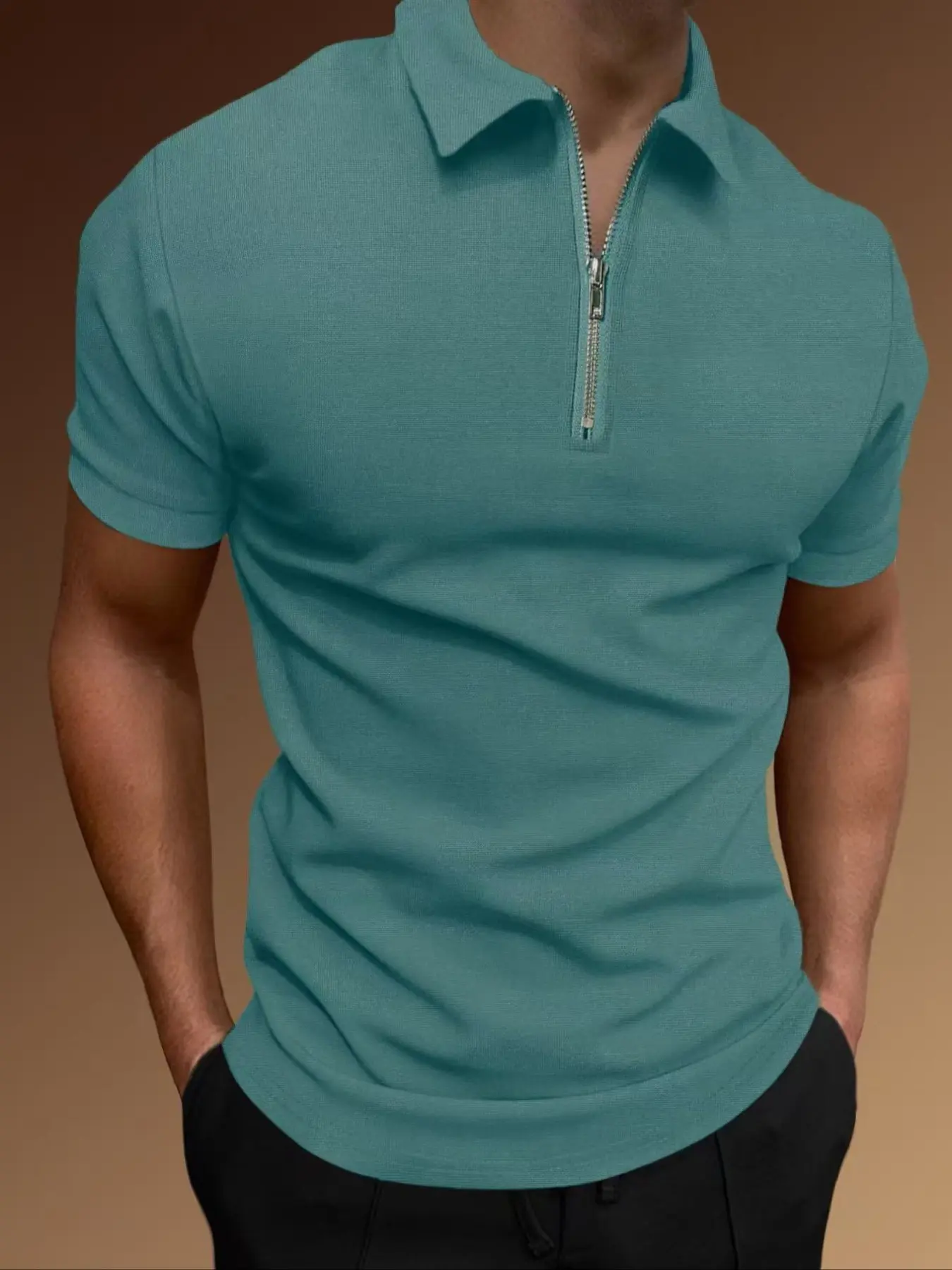 This new style of men's polo shirt is simple, trendy, and Fitted, with a half-zip and lapel design, classic, fabric comfortable and skin-friendly, suitable for daily commuting and casual gatherings