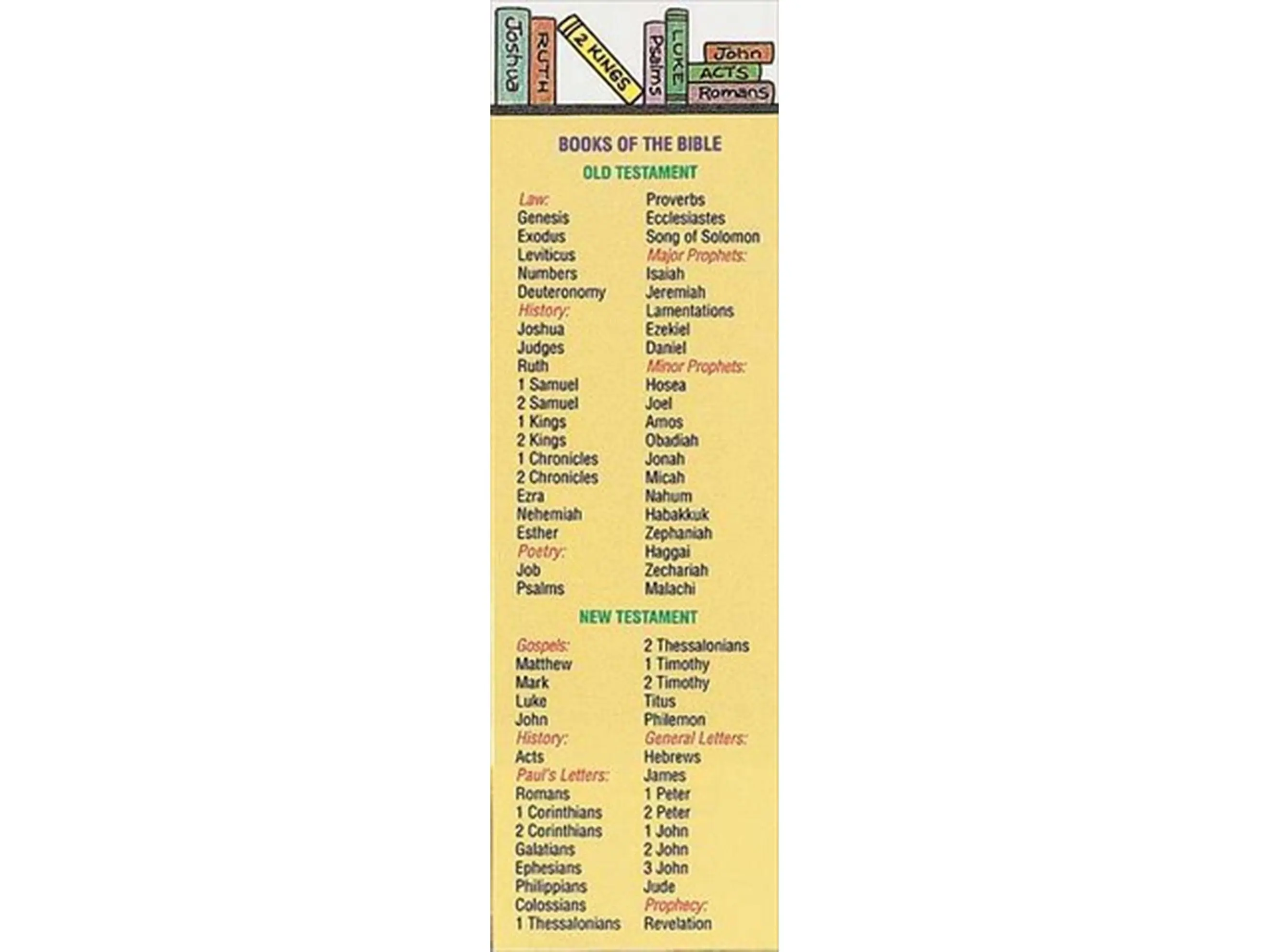 B & H Publishing Group 466466 Bookmark Books Of The Bible Yellow