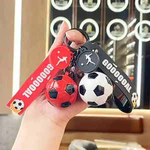 Soccer Ball Keychain with Strap - GOAL!Football Keyring for Sports Fans