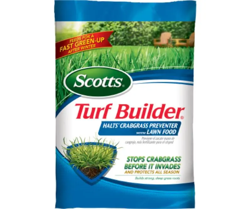 Scotts S09 31115 Turf Builder Bagged Lawn Food with Halts Crabgrass Stop, 30-0-4 Turf Growth Formula for Home Garden Lawn Care