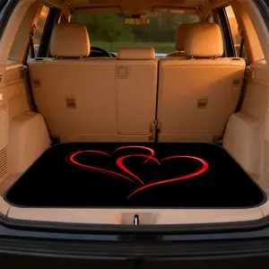 1pc, Vehicle Cargo Mat with Red Heart Flourish design, universal trunk liner for SUV, sedan, or hatchback, perfect for work runs, family outings, business use, and organizing your vehicle interior | Auto Cargo Floor Liner