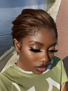 Pixie Wig Pixie Cut 13x4 Frontal Lace, Natural Human Hair Wig, Elegant Straight Bob Wig, 150% Density, Everyday & Special Events