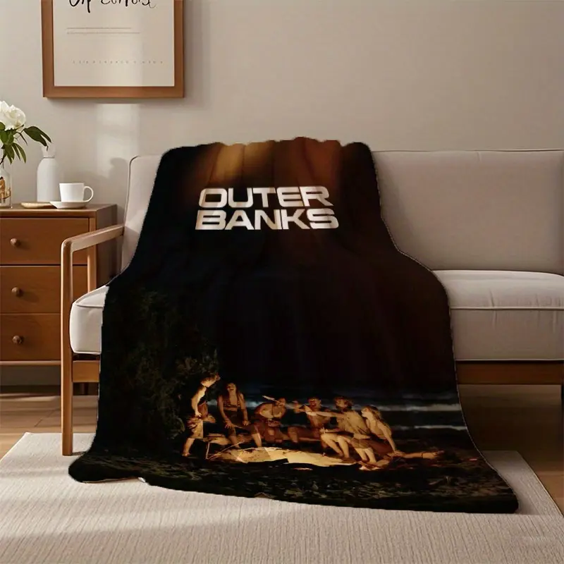 Outer Banks Blanket Flannel Style Cozy Travel Blanket With Vibrant Adventure-Inspired Artwork, Ultra-Soft Warm Throw Perfect For Sofa Lounge, Bed Blanket Layering, Camping Nights, And Beach Vibes