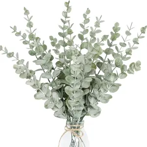 18pcs Eucalyptus Stems Artificial Eucalyptus Leaves Stems Artificial Fake Flowers for Home Office Flowers Bouquet Centerpiece Wedding Decoration Christmas Decor Lifelike Fake Plant Indoor Plants Decor Faux Plants