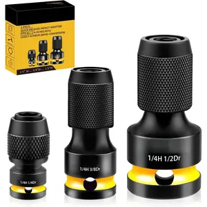 Quick Release Impact Bit Holder, 1/4 Inch Drive Female to 1/4 Inch Hex Adapter, Impact to 1/4 Hex Converter, Socket Adapters for Rapid Attach and Release (HC-3P)