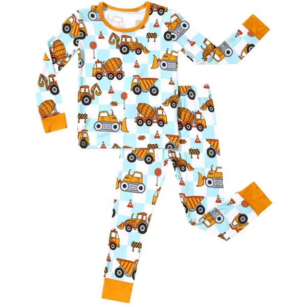 Bamboo Viscose Kids' 2-Piece Long Sleeve Pajama Set, Soft Breathable Stretchy Toddler Sleepwear for Boys & Girls, All-Season Everyday Loungewear