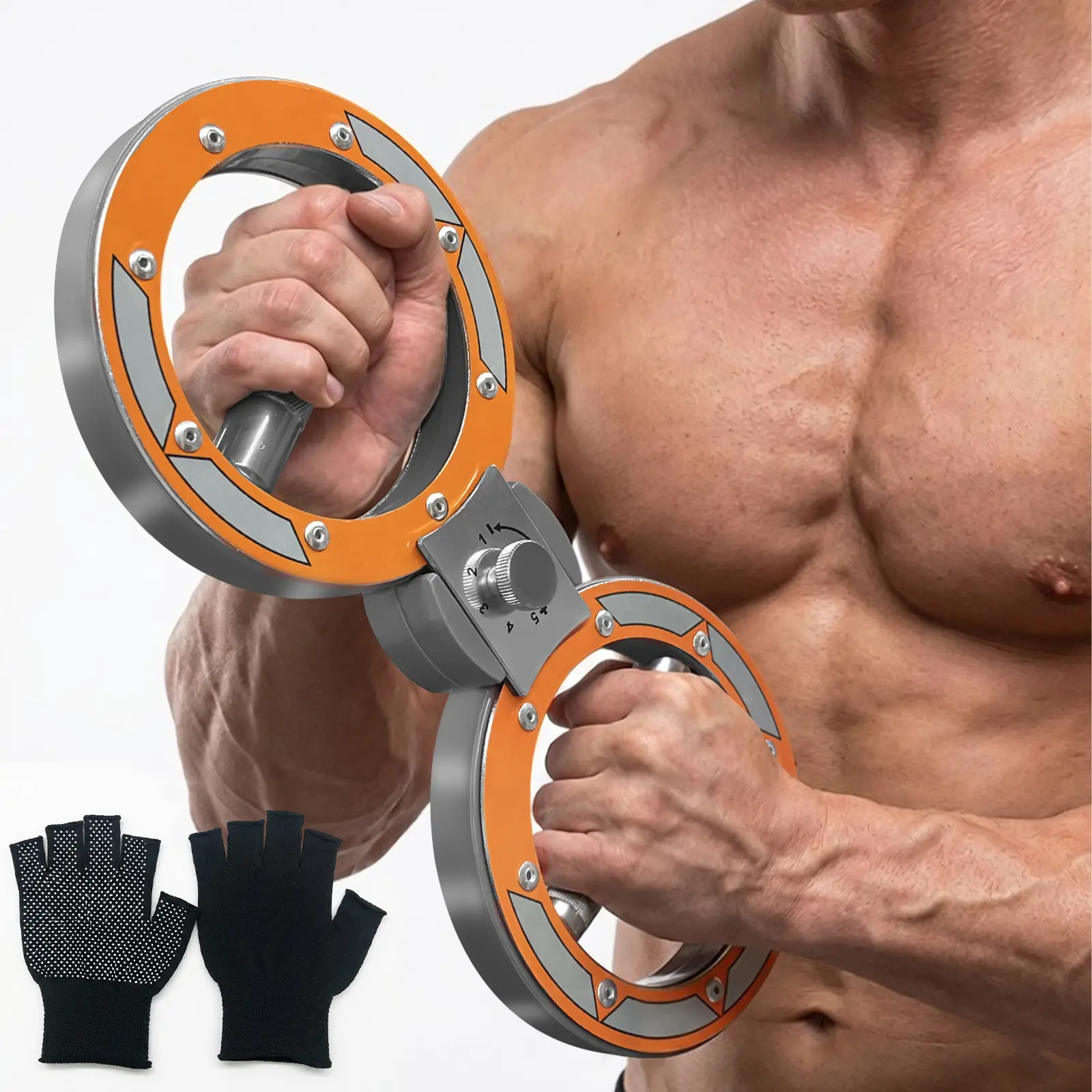 Chest & Arm Exerciser, Spinning Rotator Burn Machine, 360-Degree Rotating Forearm Grip Strengthener, 8-15Lb Adjustable Workout Equipment, Home Strength Training Gear for Boxing, Handle Handgrippers