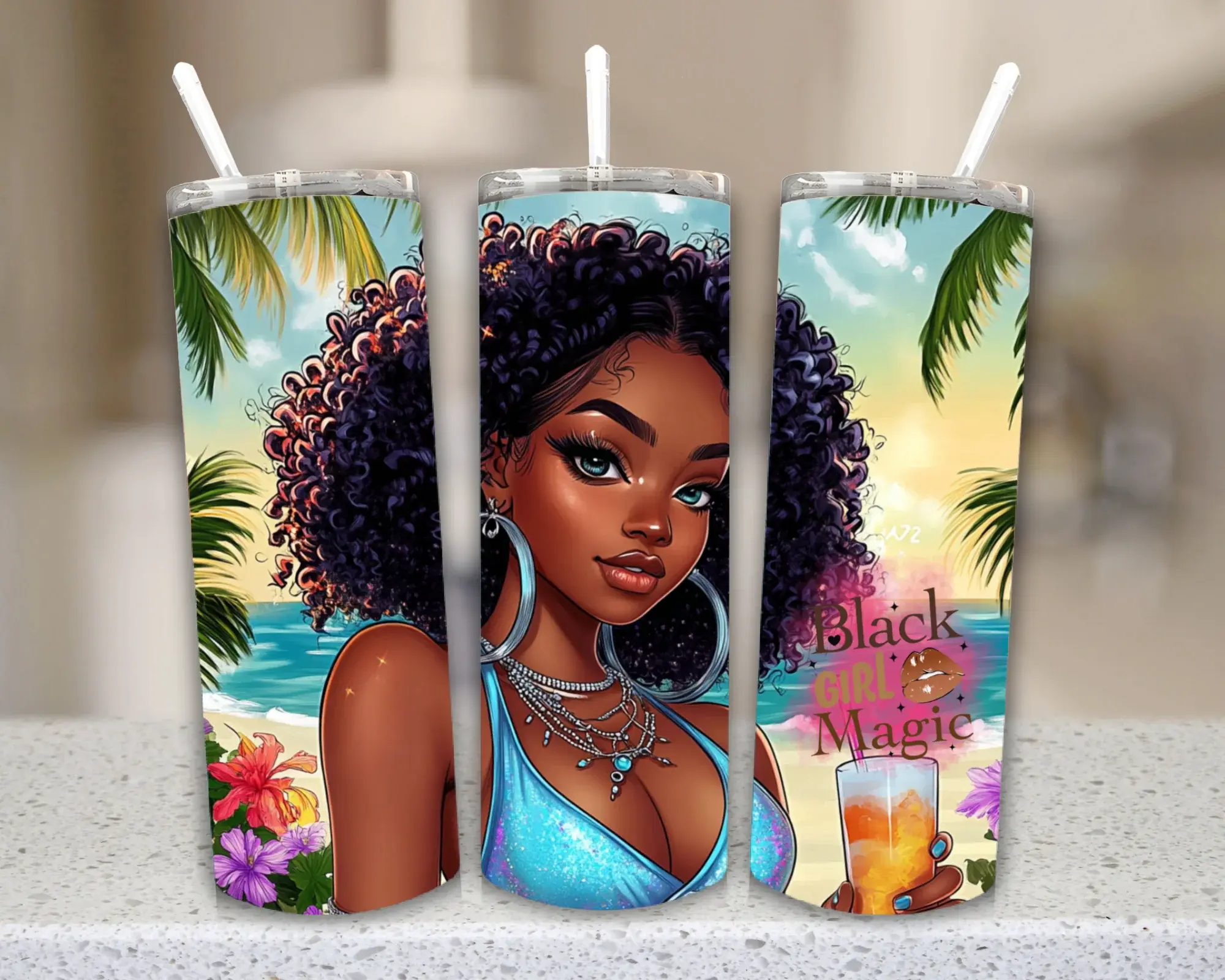 Black Girl Magic Vacuum Insulated Stainless Steel Tumbler - Airtight Lid, Anti-Leak Cap, Portable Logo Water Bottle, Long-Lasting Hot & Cold Kitchenware Statement Drinkware Accessory, Vacuum Insulated Tumbler