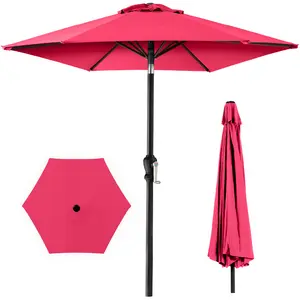 Best Choice Products 10ft Outdoor Steel Market Patio Umbrella w/ Crank, Tilt Push Button, 6 Ribs
