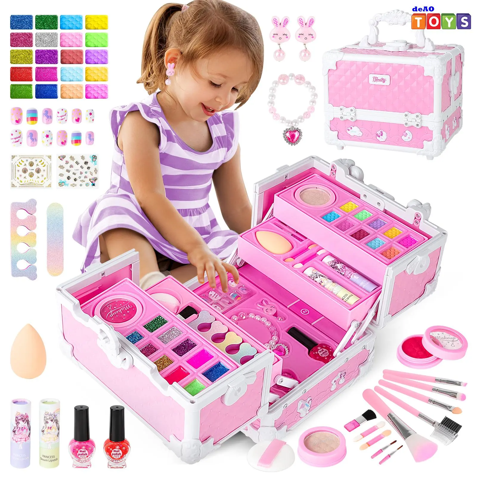 Kids Makeup Sets for Girls - Kids Real Makeup Sets for Girls 5-8, Play Make Up Kit, Best Toys for Little Girl,Princess Girls Kid Stuff, Ages 3456789 10 Year Old Girl Birthday Gifts #sohochic