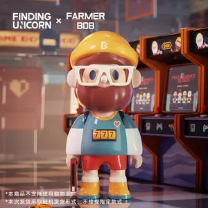 FARMER BOB 【Live Unboxing】PIXEL GAMES SERIES ARCADE GAME BOB 300% Collection Figurine Toys for Modern Home Decor, Collectible Art Toy Cute Figures Desktop Ornament Collectible Toys Birthday Gifts