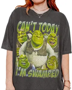 Retro 90's Comfort Colors Shrek Funny T-Shirt, Shrek Can't Today I'm Swamped Fan Bootleg Tee T-Shirt, Gift For Women and Man