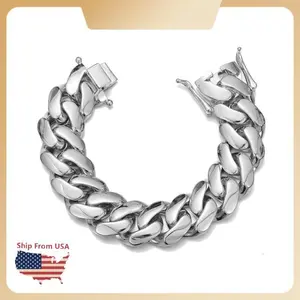 18K White Gold Vacuum Plated Stainless Steel Chain & Copper Deployment Clasp Miami Cuban Link Chain Italy Mexico & Micro Inspired Unisex Hip Hop 12-22mm Bracelet for Men & Women Jewelry,Daily Wear,Casual Fashion,Gift Idea,Chicano,Weighty Feel,Stackable