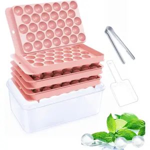 MIUVA Round Silicone Ice Cube Tray with Lid 3 Pack Circle Trays for Freezer Includes Ice Ball Maker Mold Scoop Kitchen Utensils Set Stackable Flexible Food-Grade Material Easy Release Ice Cubes for DIY Drinks Value Pack Christmas