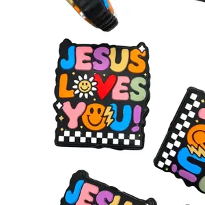 1pc Jesus Loves You Silicone Focal Beads - Faith Based Beading & Crafting