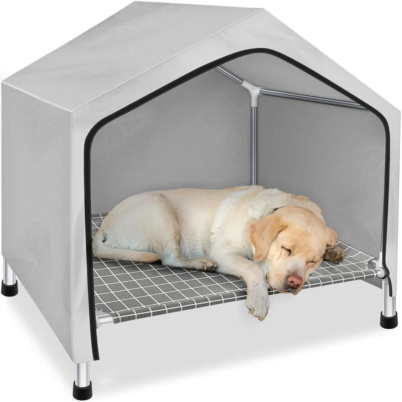 Portable Elevated Doghouse/Tent with Removable Cover Portable Elevated Doghouse/Tent with Removable Cover