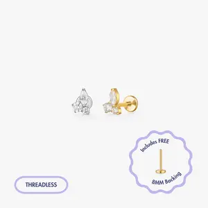 Mara Trio Gem Titanium Flat Back Stud (Single)