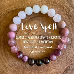 Love Spell Unisex Rose Quartz Natural Crystal Beads Bracelet, Women's Daily Wear Fashion Accessory - Manifest Love & Attraction