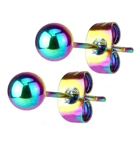 Rainbow PVD Ball Point Earrings