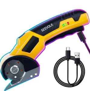 SEEVOLX 4V Max Electric Box Cutter, Rechargeable Smart Utility Knife with Auto-Lock Safety & LED Light for Cardboard, Carpet, Fabric & Packaging