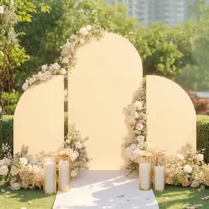 3Pcs Wedding Arch Cover, Double Sided Round Top & Half Moon Top Stretchy Backdrop for Baby Bridal Shower Birthday Party Photographic Background, Only Covers